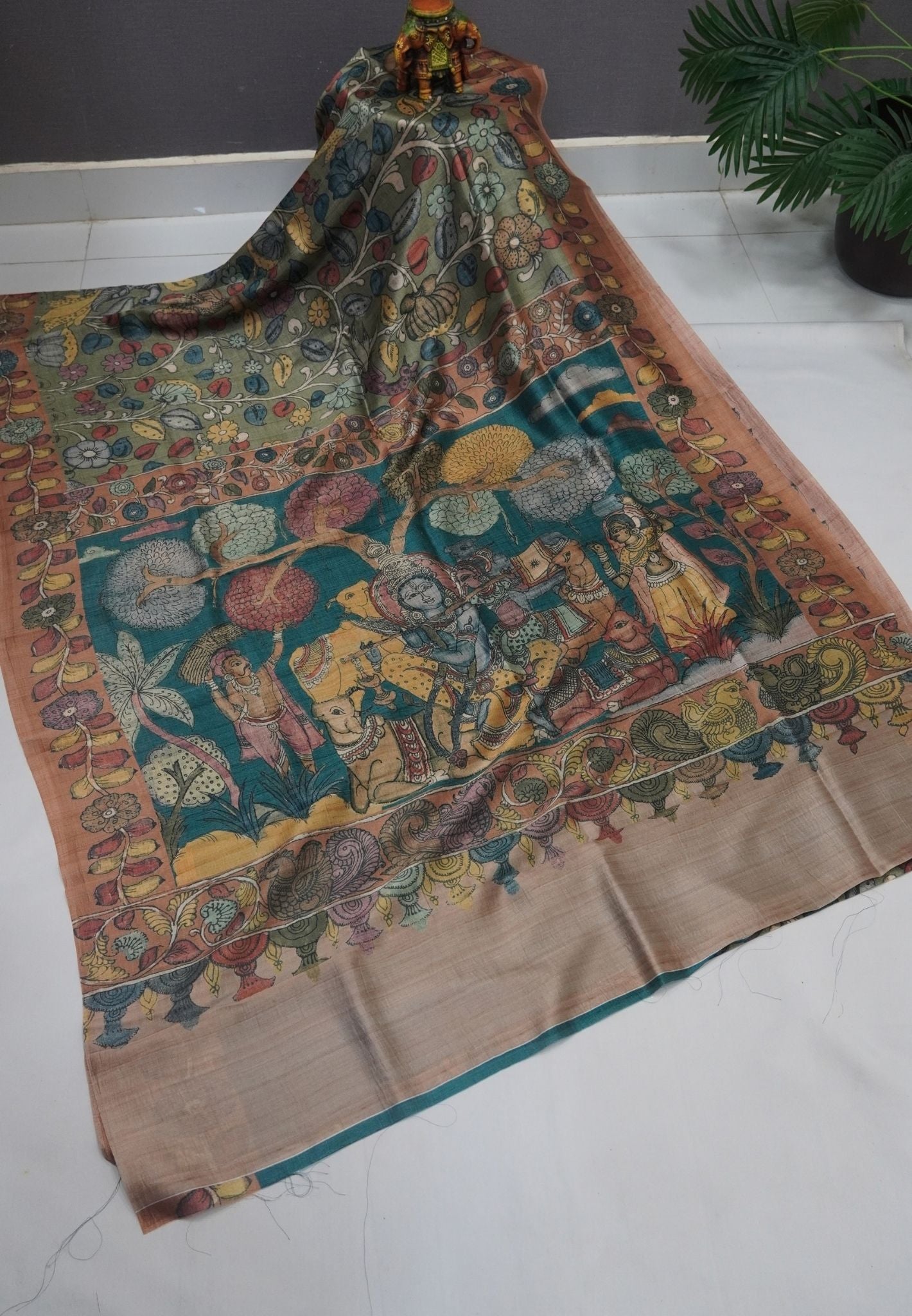 Premium Silk Saree-Metallic Green