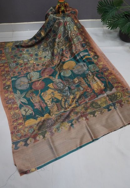 Premium Silk Saree-Metallic Green