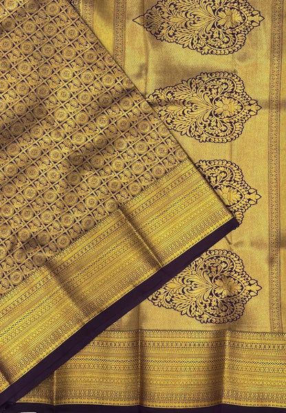 Budget Kanchipuram Saree-Purple In Floral Zari Panel Border