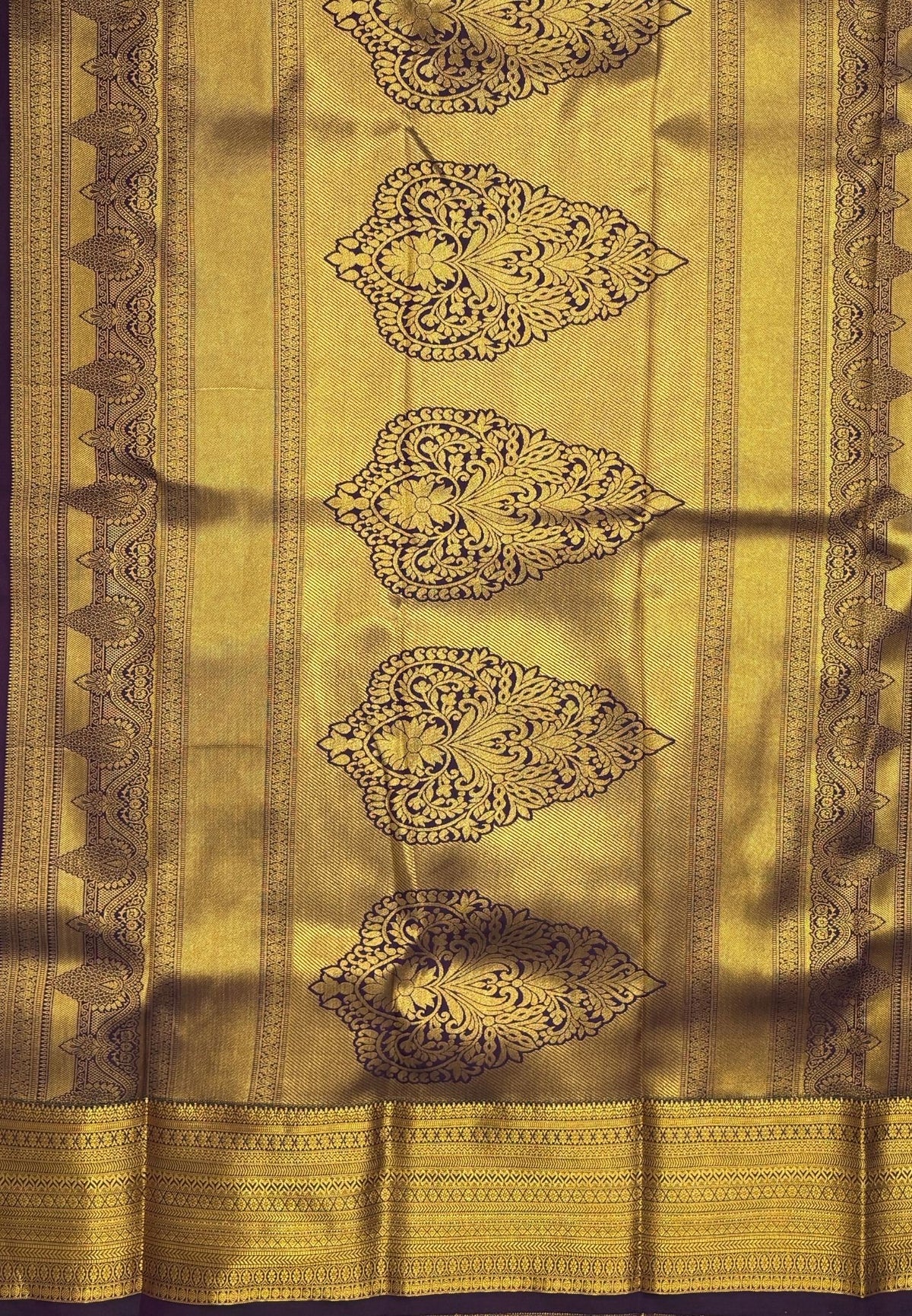 Budget Kanchipuram Saree-Purple In Floral Zari Panel Border