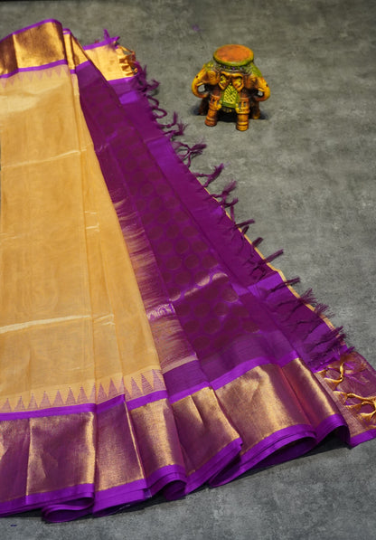 Silk Cotton Saree Kadhi Beige