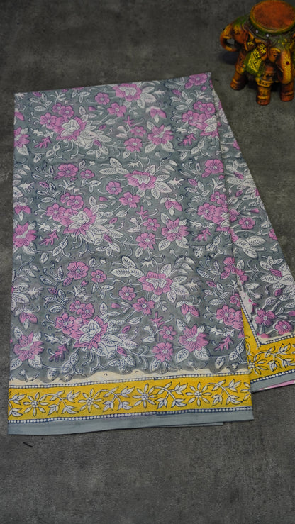 Mul Mul Cotton Saree Floral