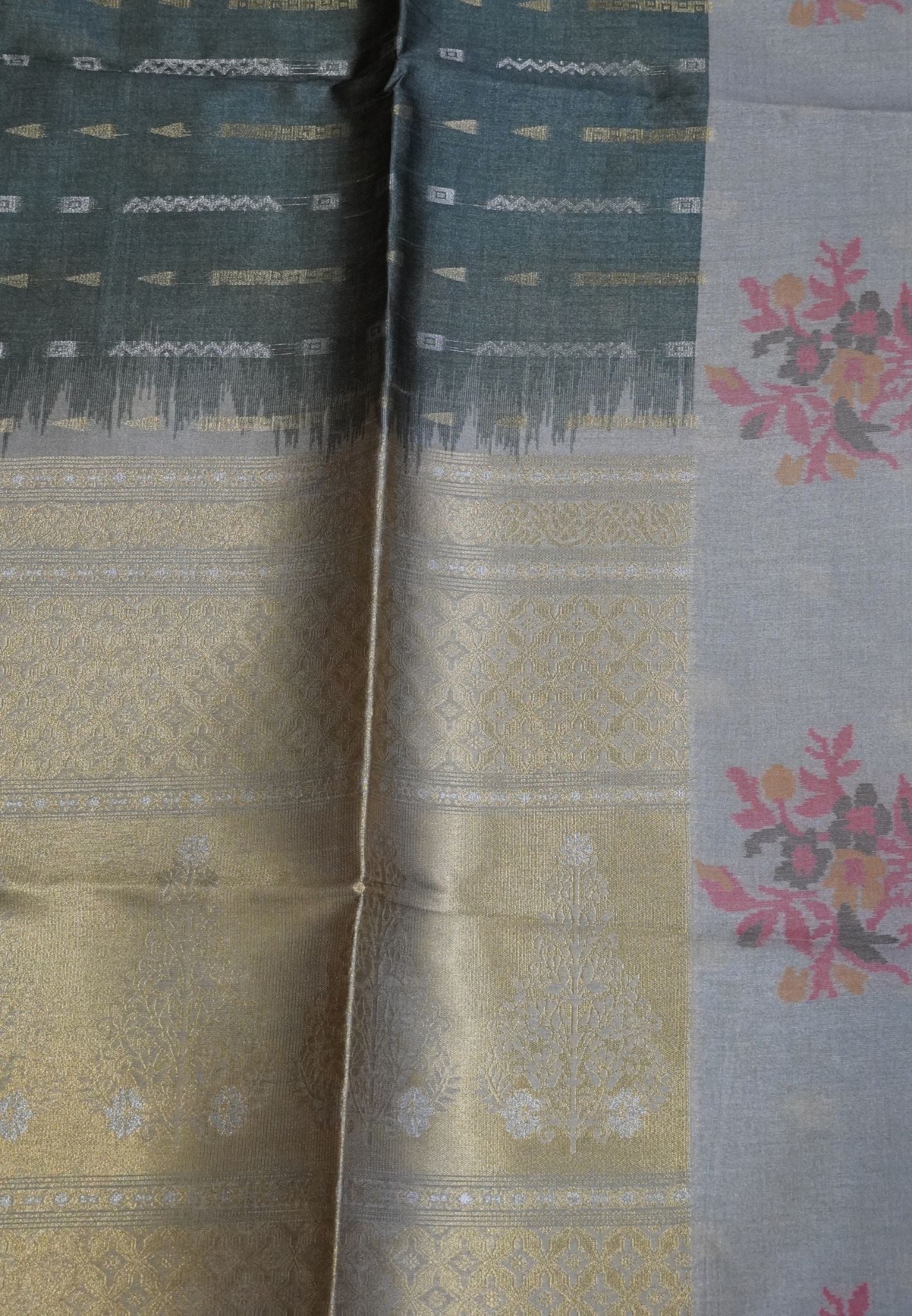 Semi Tussar Saree - Green
