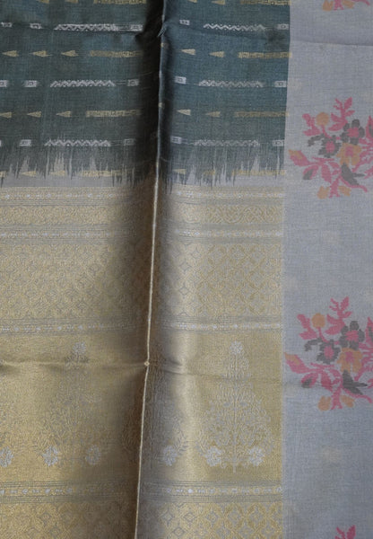 Semi Tussar Saree - Green
