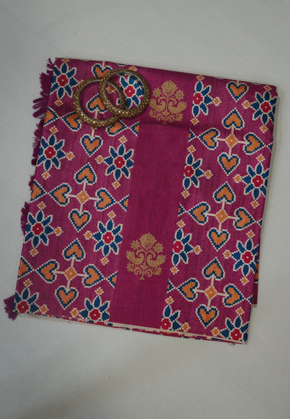 Soft Semi Tussar Saree-Purple with Patola Print