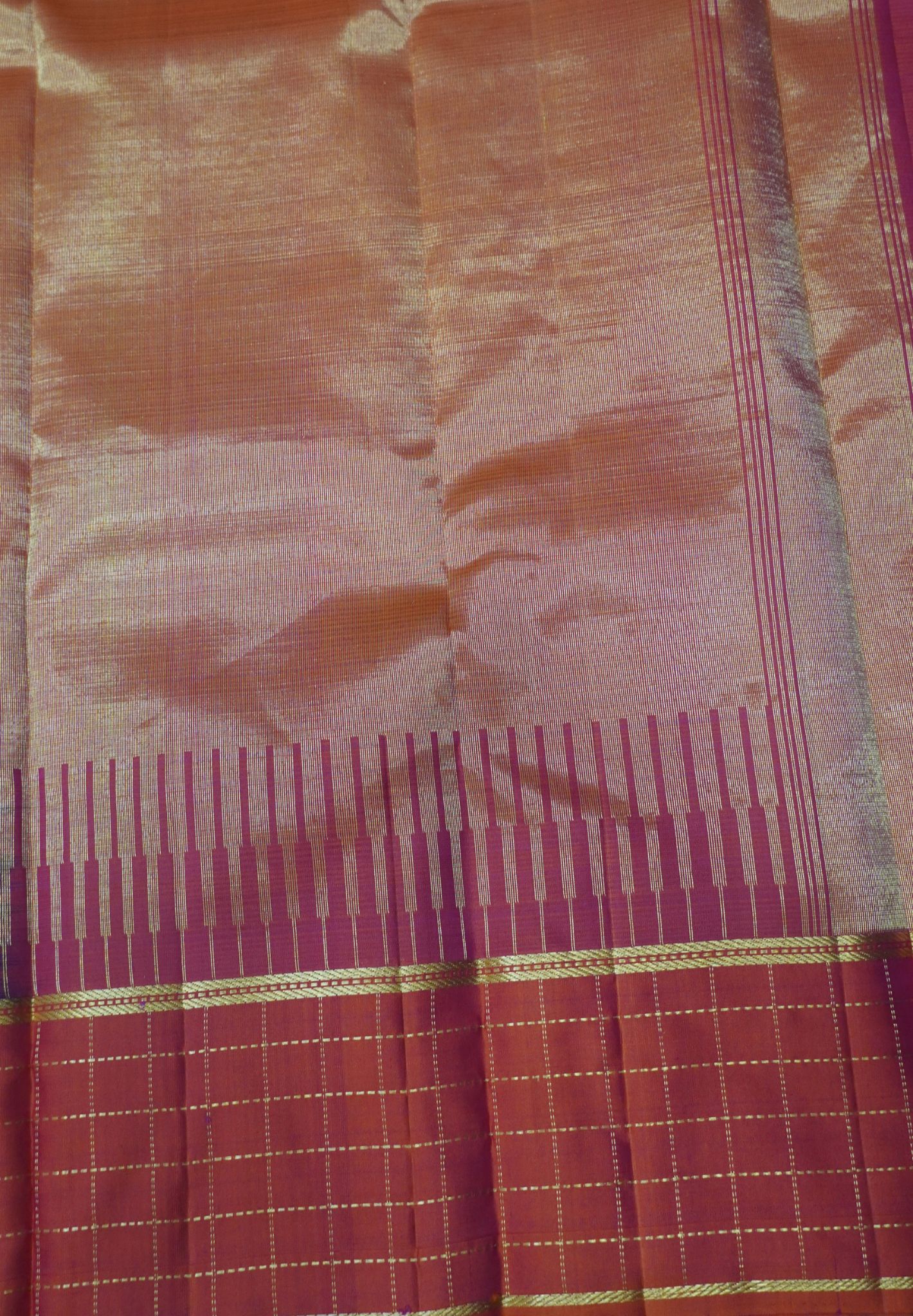 Pure Kanchipuram Silk Saree-Black with Zari Checks Border
