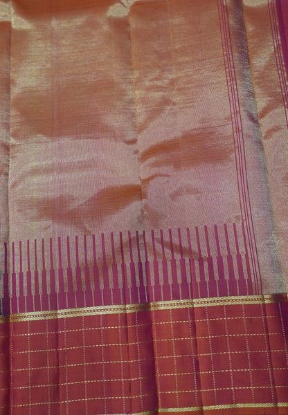 Pure Kanchipuram Silk Saree-Black with Zari Checks Border