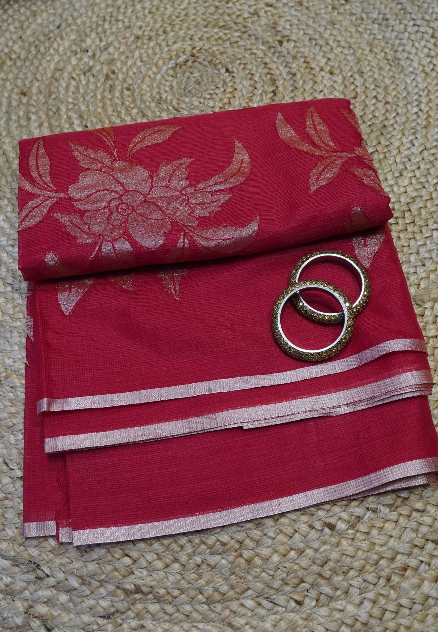 Kota Saree - Zari Work Floral Red