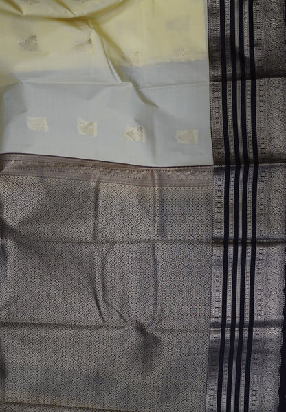 Semi Silk Saree-Off White with Contrast Zari Border