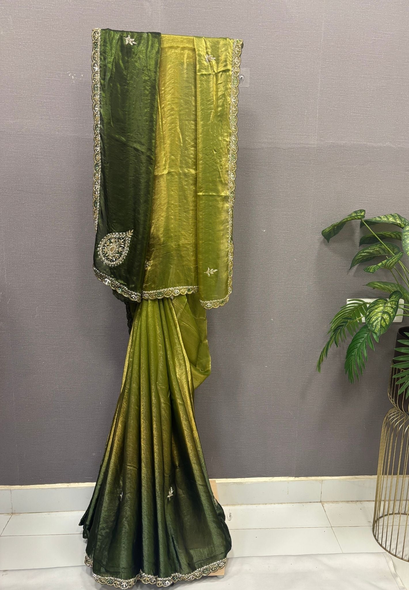Designer Saree-Sage Green