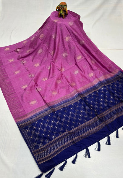 Chanderi Saree-Purple with Zari Lines