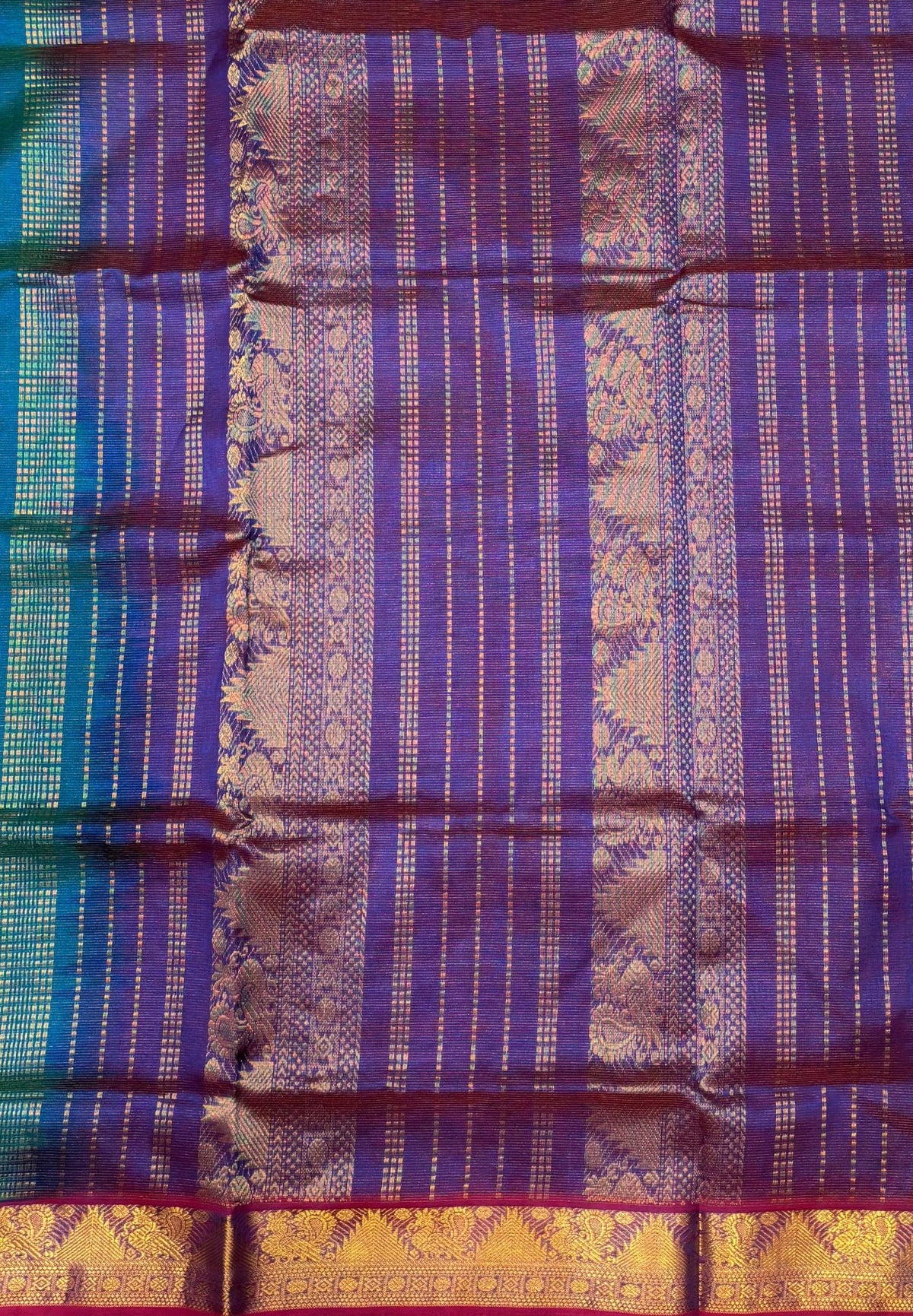 Pure Silk Cotton Saree-Sulphate Blue In Vairaoosi Zari With Contrast Border