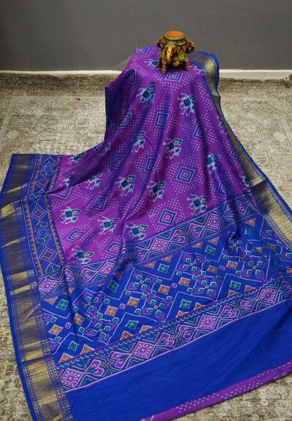Semi Patola Saree – Purple & Blue Elegance