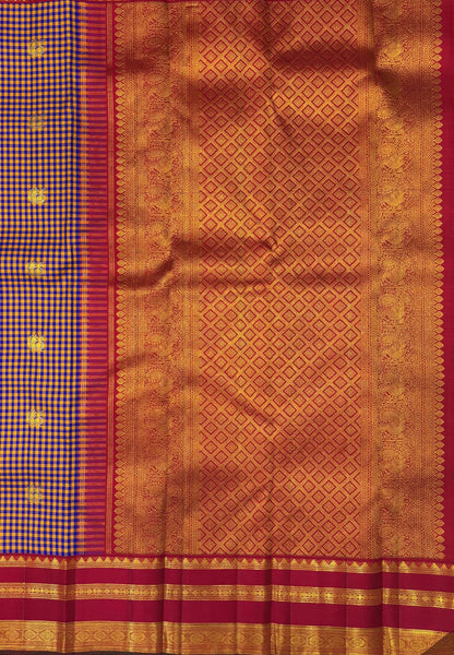 Pure Kanchipuram Silk Saree-Palum Pazhamum In Intricate Floral Motif with Contrast Border