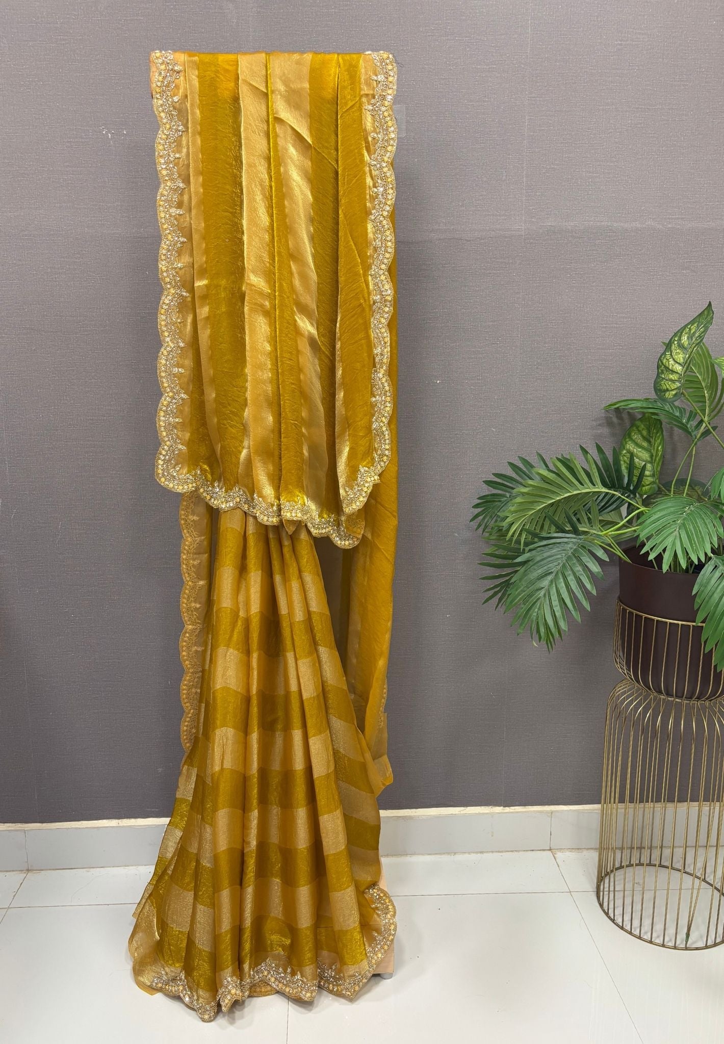 Designer Saree-Golden Mustard