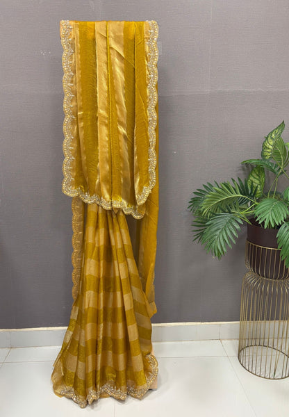 Designer Saree-Golden Mustard
