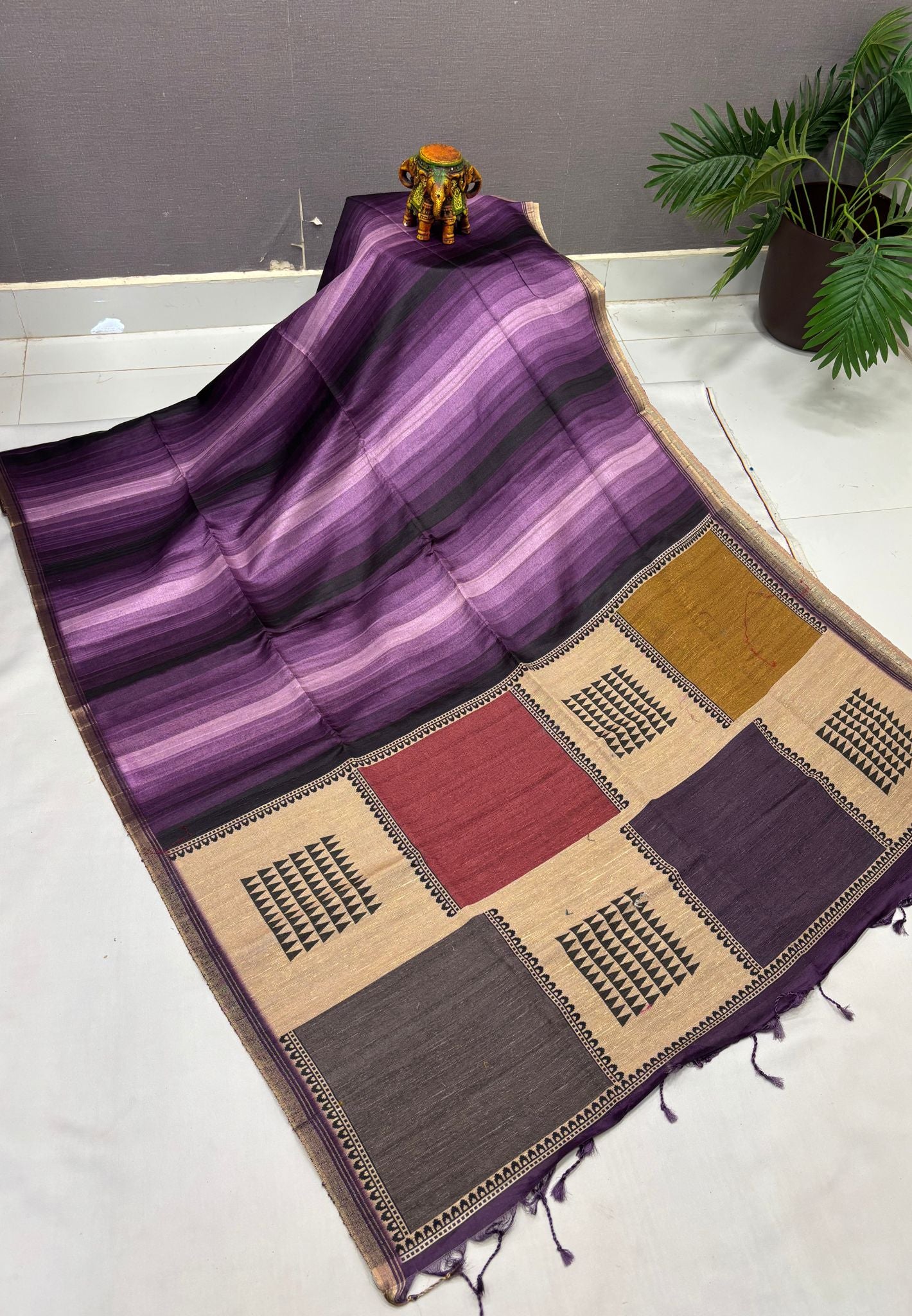 Matka Tussar saree -Purple
