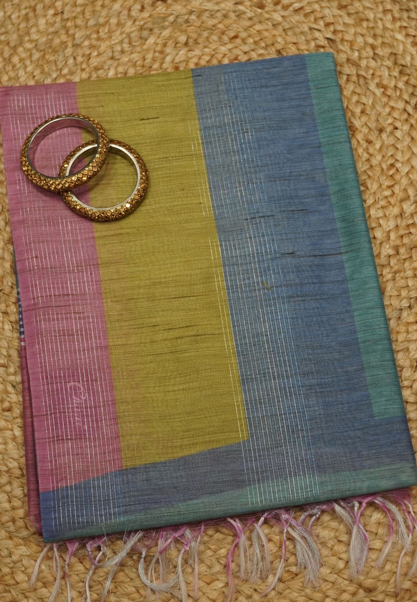 Semi Linen Saree - Multi Shade Purple