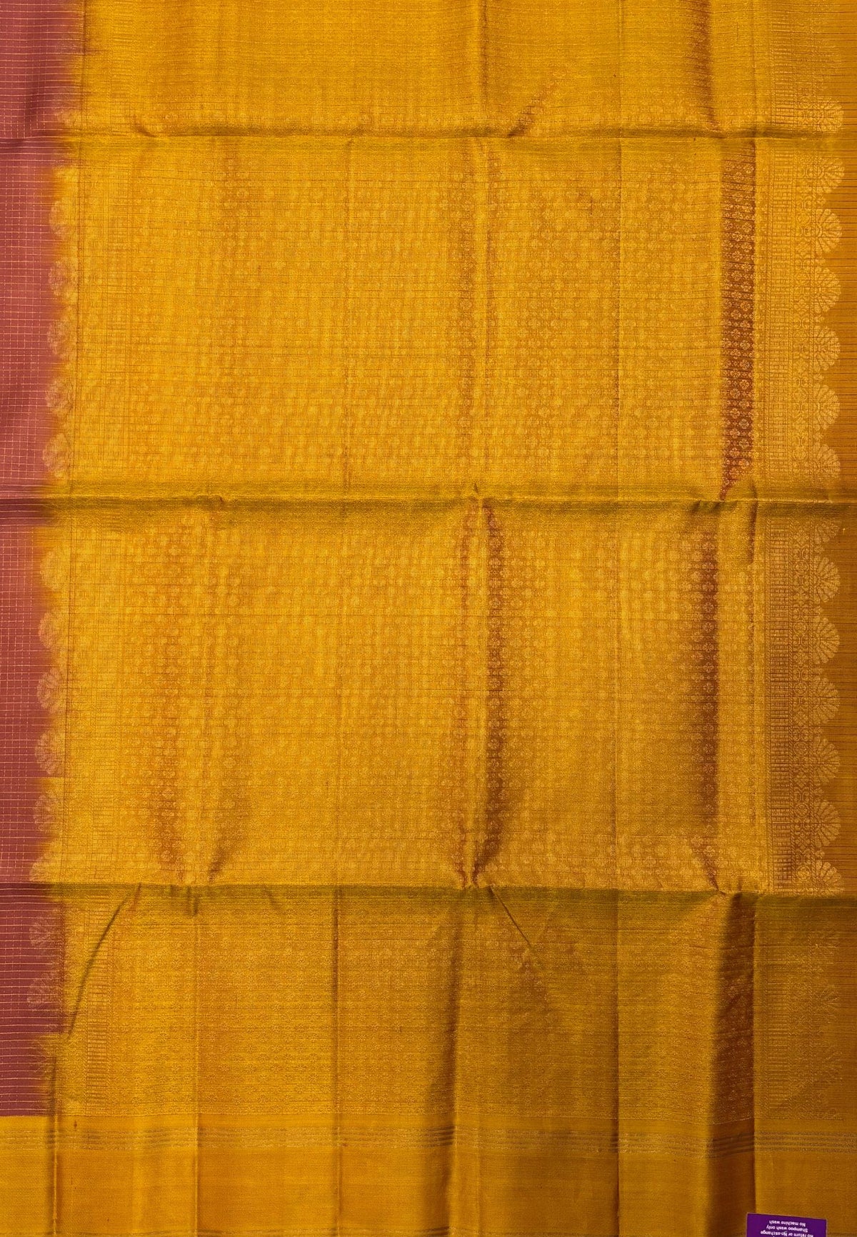 Pure Kanchipuram Silk Saree-Patel Brown in Fine Checked Zari Border
