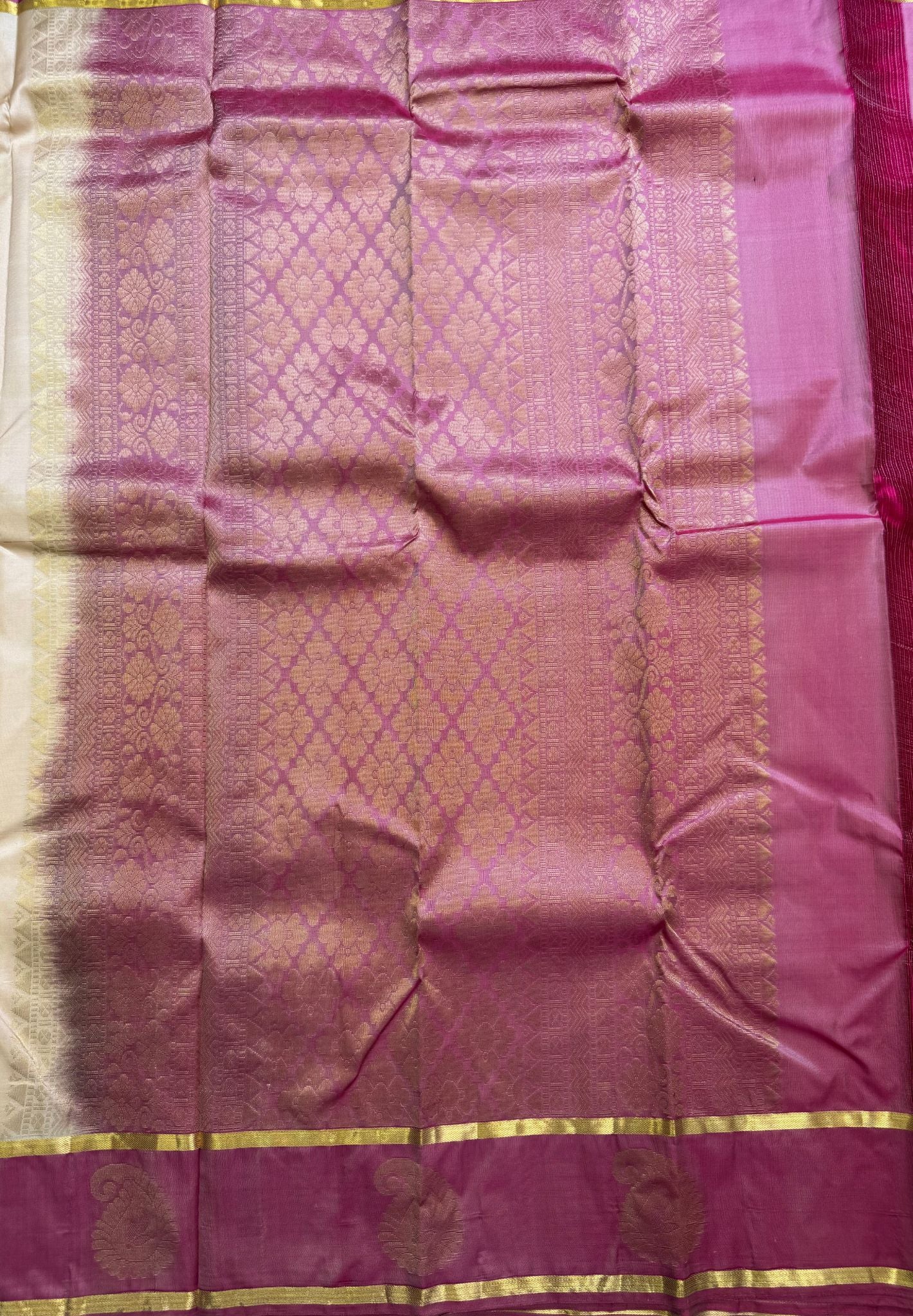 Pure Kanchipuram Silk Saree-Sandal with Contrast in Traditional Paisley Motifs