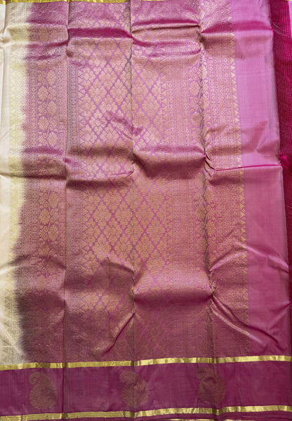 Pure Kanchipuram Silk Saree-Sandal with Contrast in Traditional Paisley Motifs
