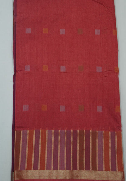 Semi Tussar Saree-Dark pale orange