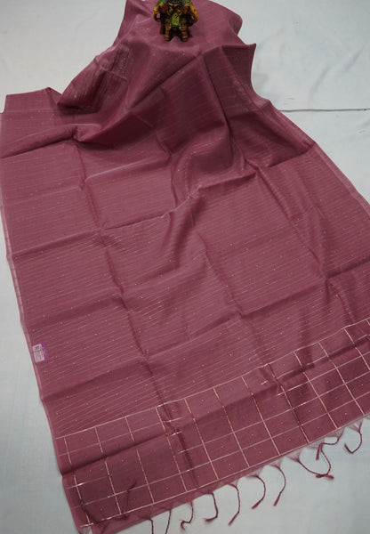 Organza Saree- Pink Pastle Shades with Sequence Work