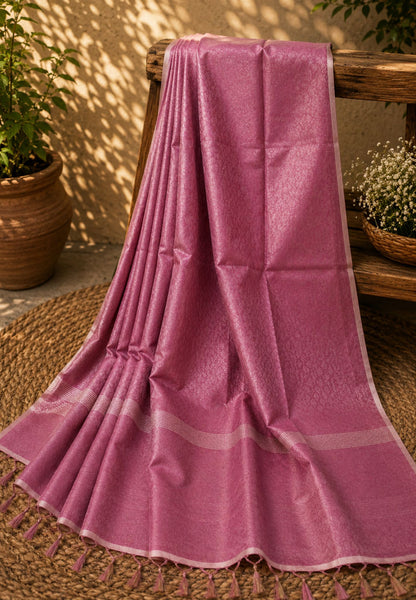 Bhagalpur Cotton Saree -Muted Wine
