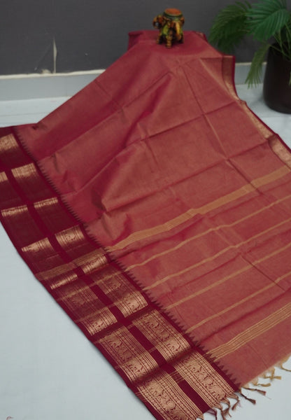 Chettinadu Cotton Saree-Pink with Elephant Big Border