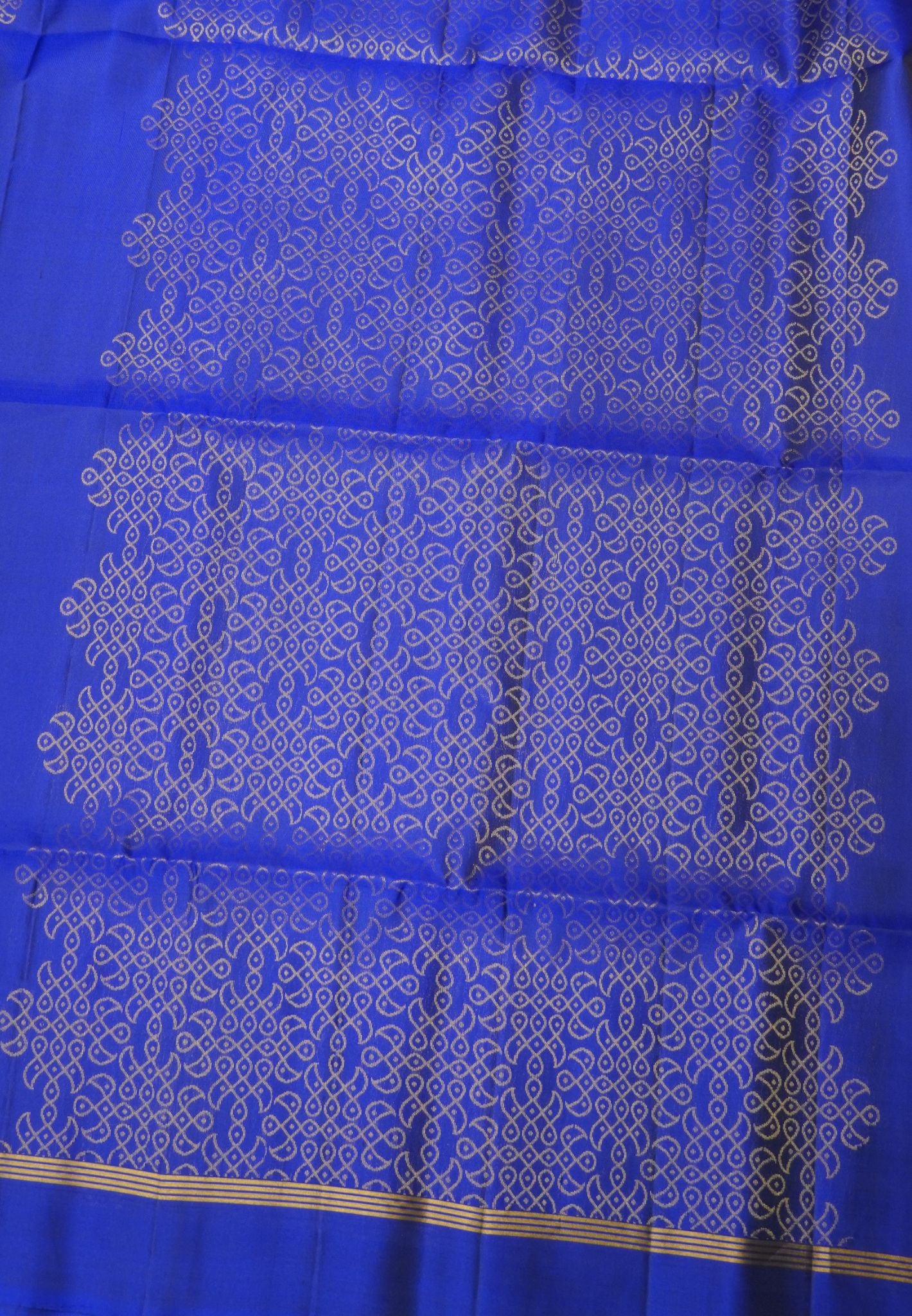 Pure Soft Silk-Royal Blue with Kolam Zari Butta