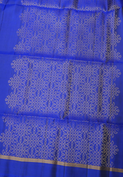 Pure Soft Silk-Royal Blue with Kolam Zari Butta