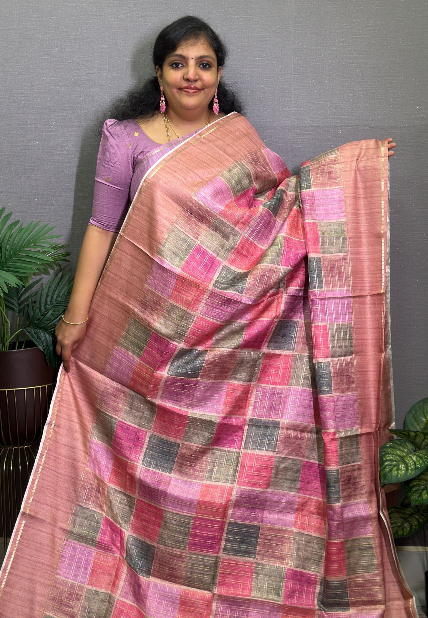 Matka Tussar Silk Saree-Muted Brown