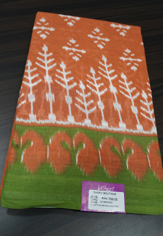 Cotton Saree - Brown