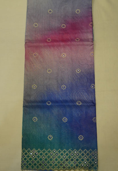 Kota Saree Blue-Purple Multi Shade with Mirror Work