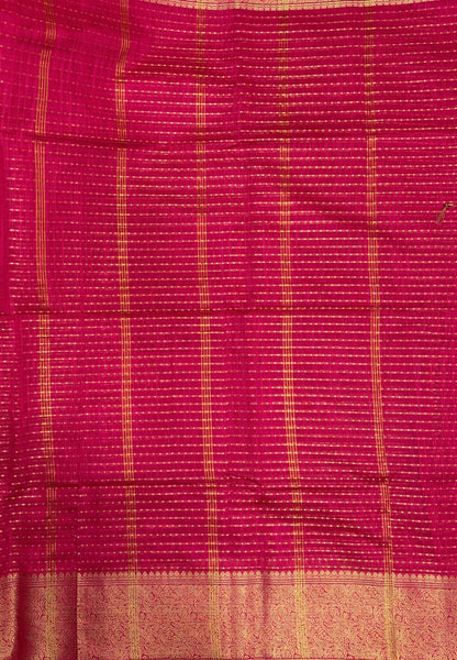 Handloom Cotton Saree-Rani Pink in 1000 Butta Pattern