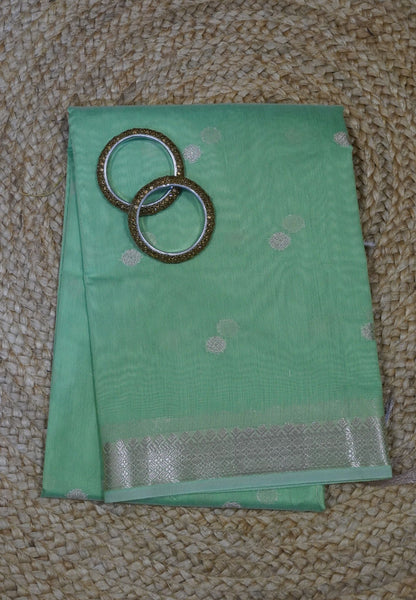 Maheshwari Silk Saree - Pista Green