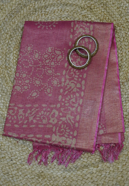 Bhagalpur Tissue Saree - Pink