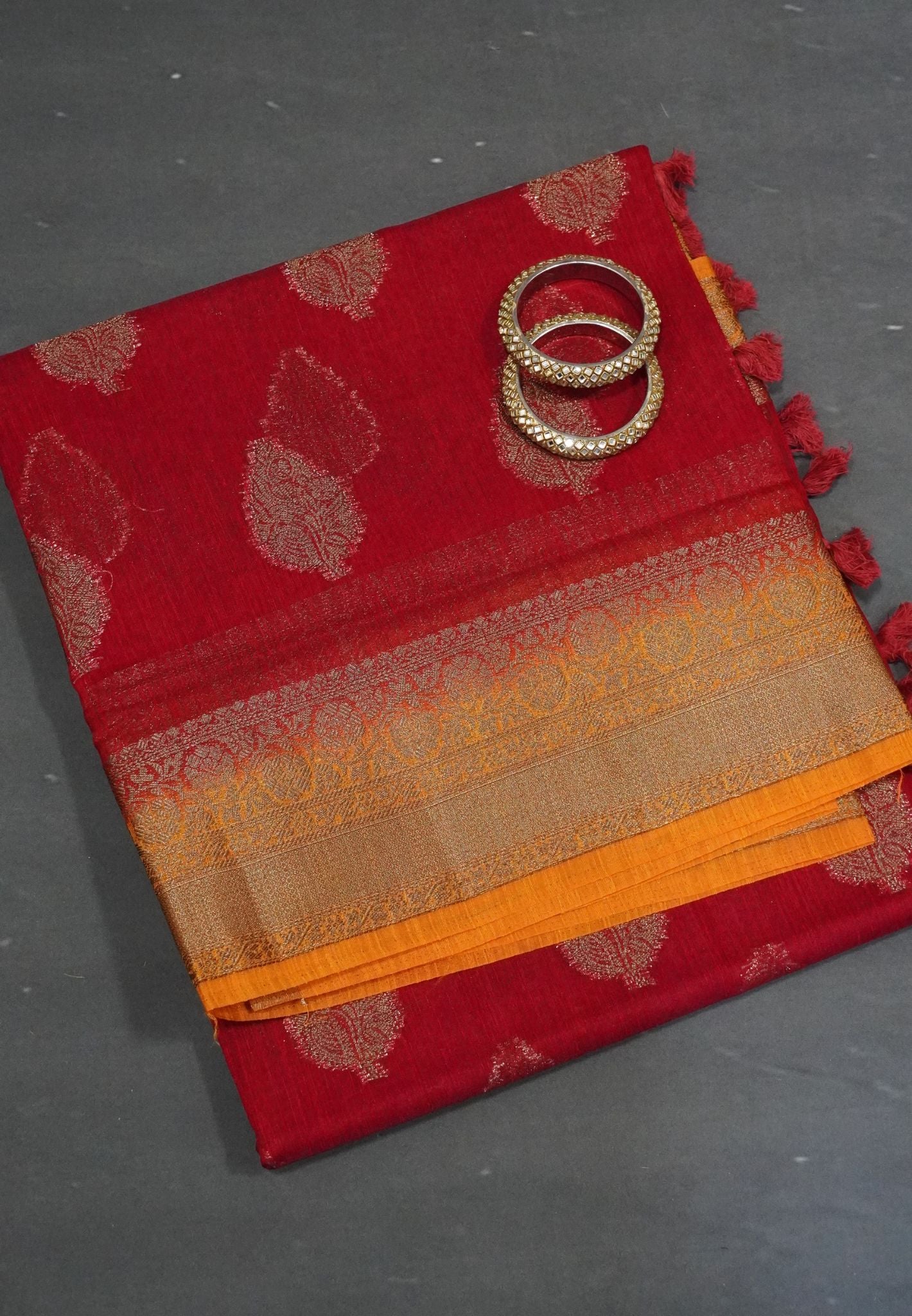 Bamboo Silk Saree - Maroon