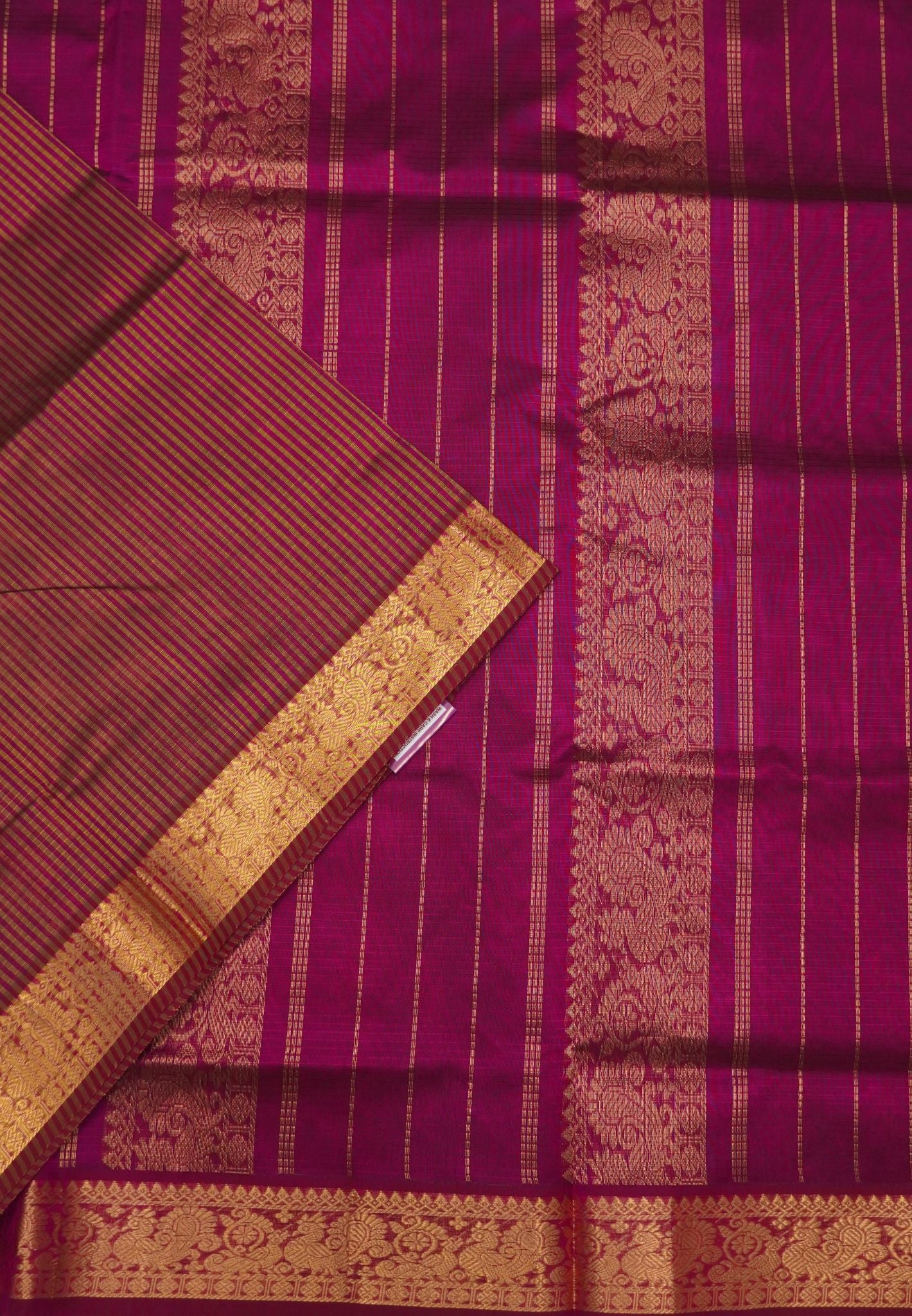 Pure Silk Cotton Saree-Mustard Stripes with Zari Woven Border