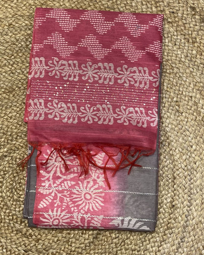Bhagalpur Cotton Saree - Grey