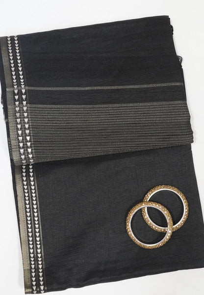 Mulberry Silk Saree- Mini Tower Border Black