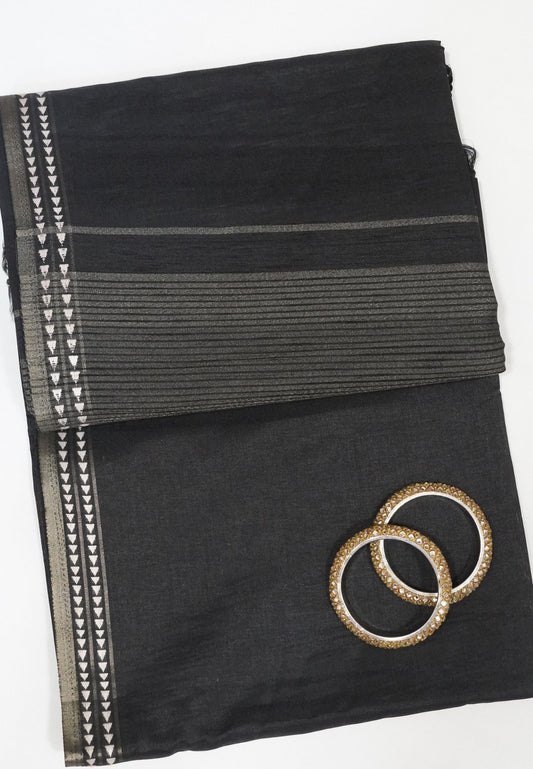 Mulberry Silk Saree- Mini Tower Border Black