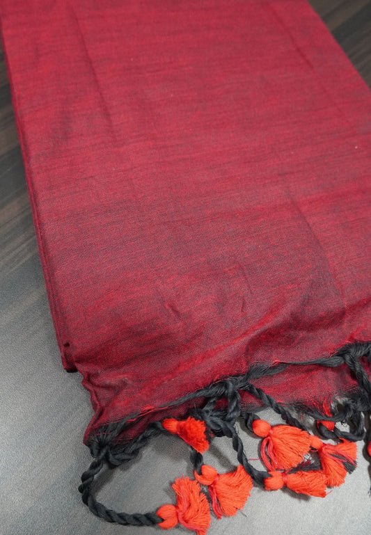 Khadi Cotton Saree - Maroon