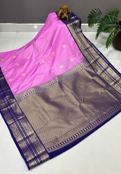 Budget Kanchipuram Saree-Light Purple with Contrast Border