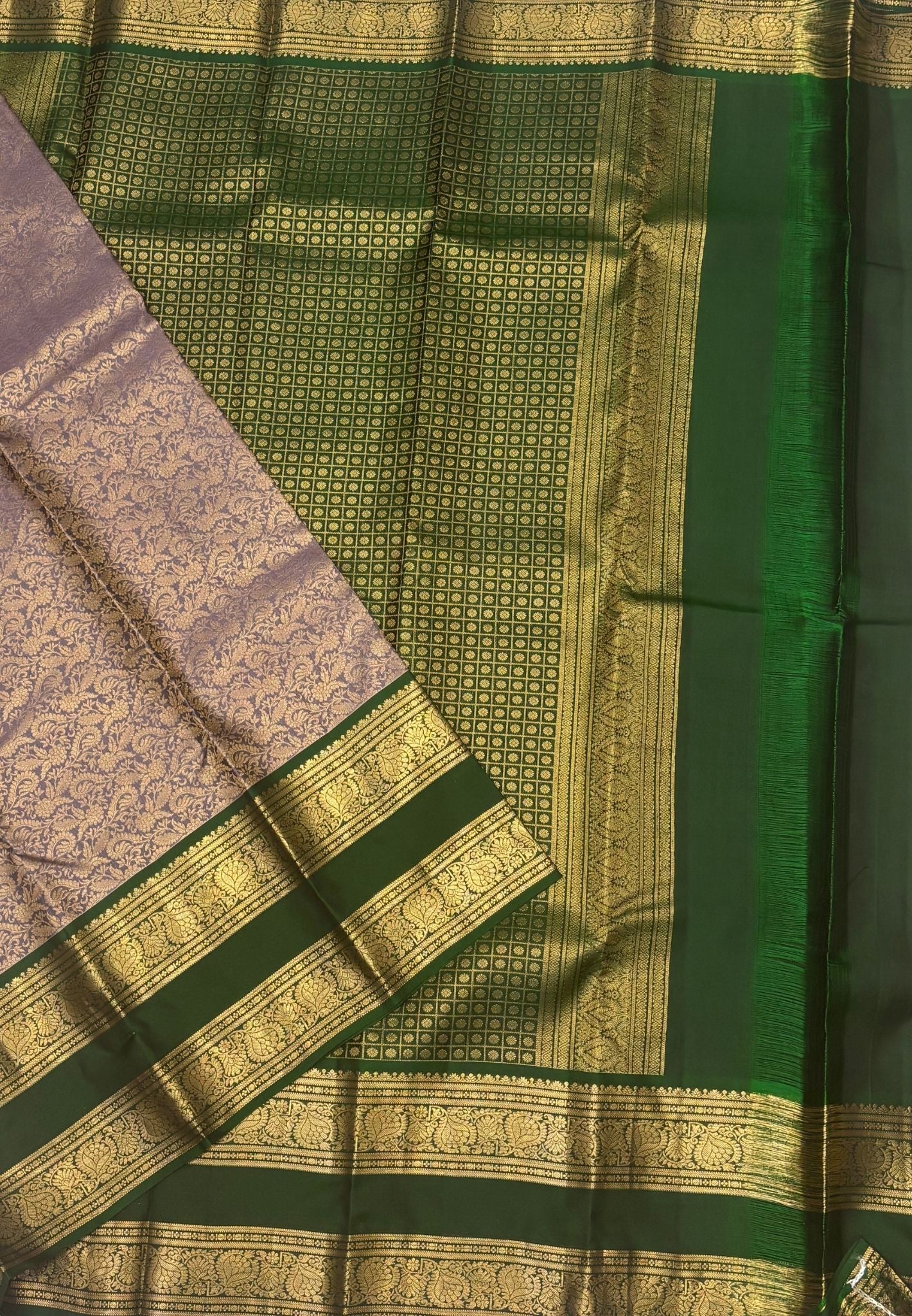 Pure Kanchipuram Silk Saree-Dusky Violet with Contrast Border