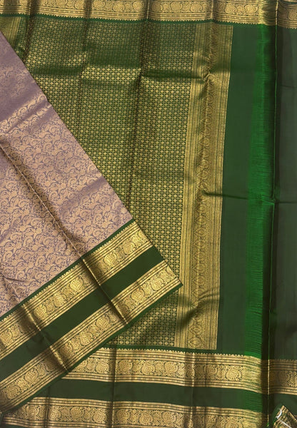 Pure Kanchipuram Silk Saree-Dusky Violet with Contrast Border