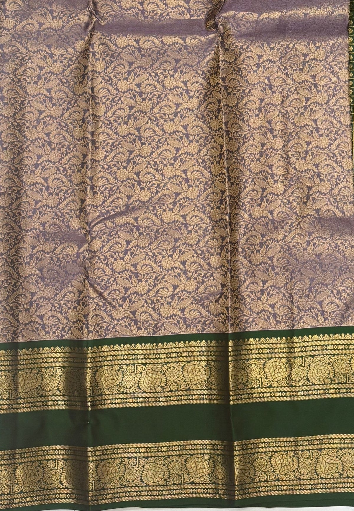Pure Kanchipuram Silk Saree-Dusky Violet with Contrast Border
