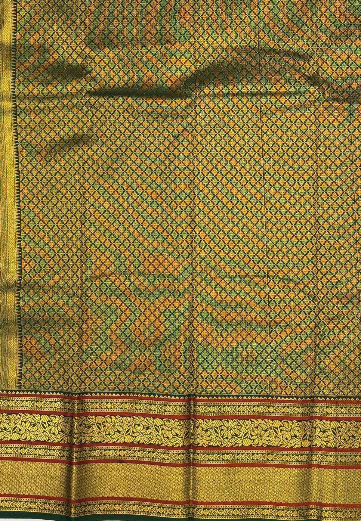 Budget Kanchipuram Saree-Light Green In Floral Zari Panel Border