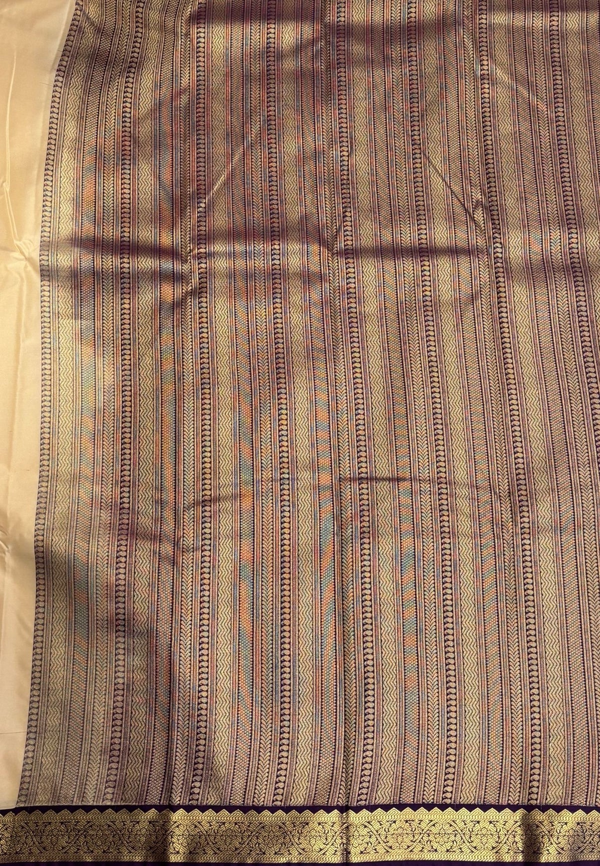 Budget Kanchipuram Saree-Ivory with Contrast Border