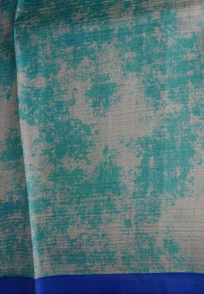 Pure Tussar Saree-Water Blue in Hand Paint